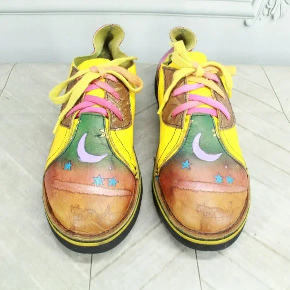 *Unbranded Unisex Multicolor Leather Slip On Lace Up Casual Oxford Shoes Size 7 - Picture 5 of 9